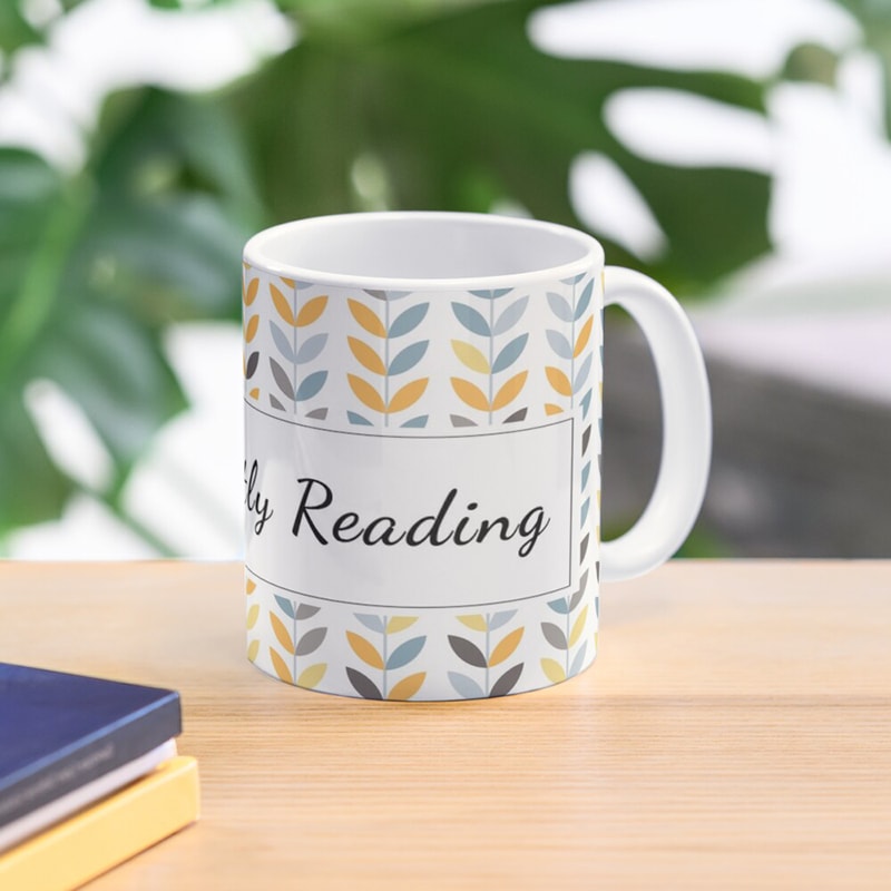 Présentation du mug "Currently Reading" sur la boutique Redbubble