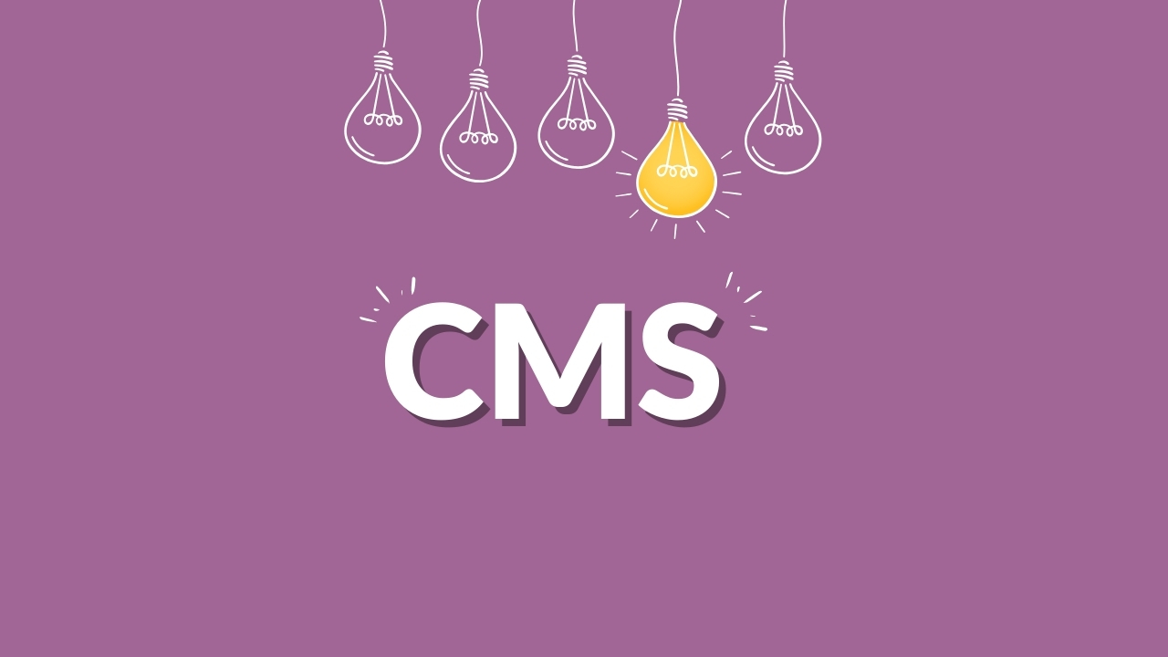 Image illustrant la définition d'un CMS avec le terme "CMS" mis en avant sur fond violet
