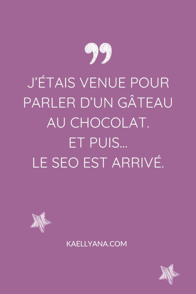 Citation humoristique sur le SEO et le gâteau au chocolat