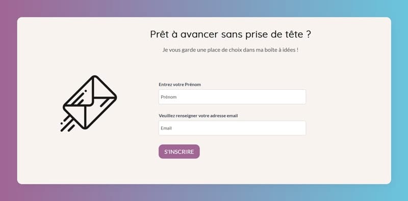 exemple formulaire newsletter blog avec champ prénom et email